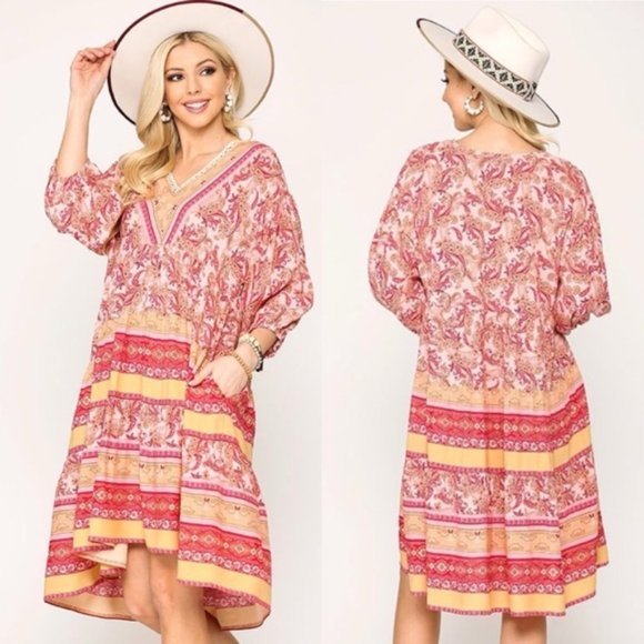 J Jill Multicolor Paisley Simply Supima Cotton Scoop Neck Tunic Top Size XL EUC